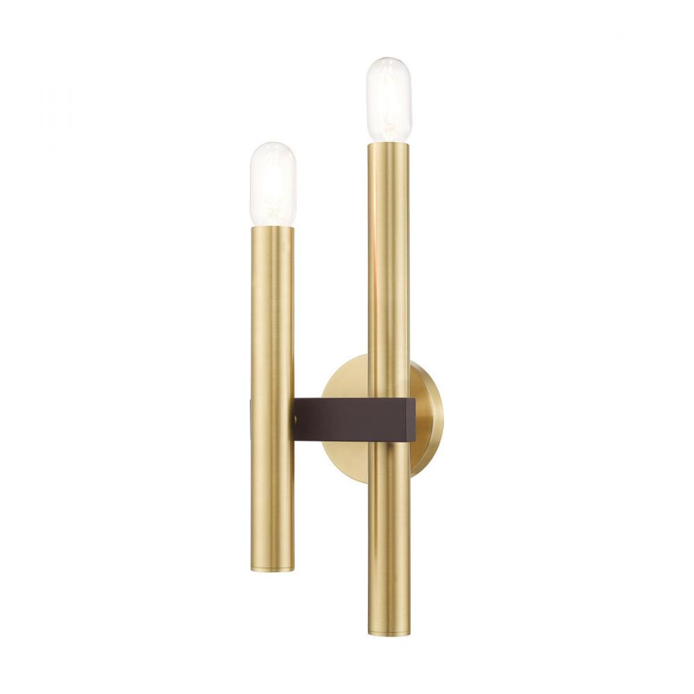 2 Lt Satin Brass & Bronze Wall Sconce