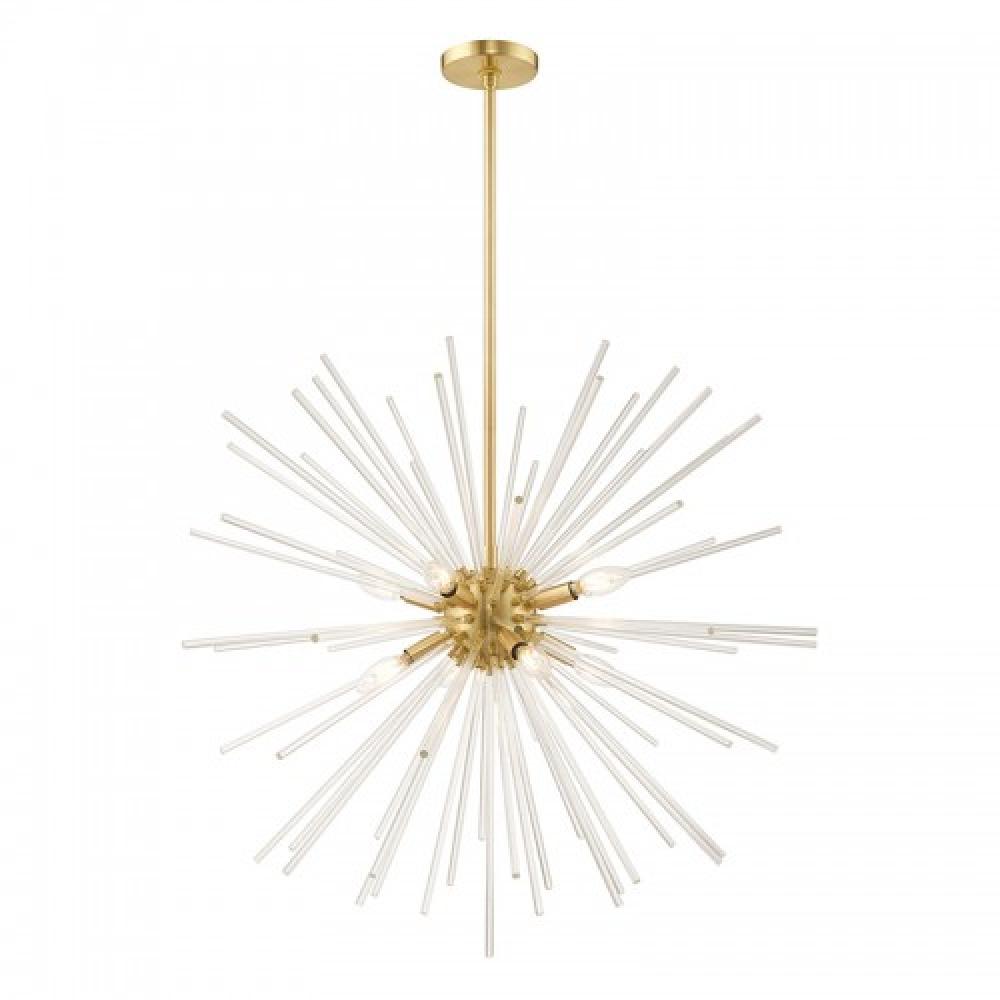 8 Lt Satin Brass Pendant Chandelier