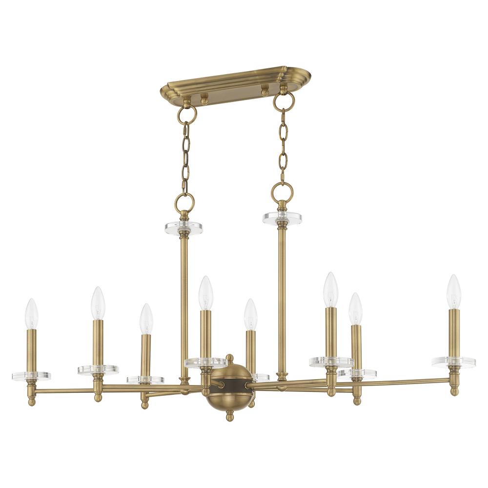 8 Lt Antique Brass Linear Chandelier