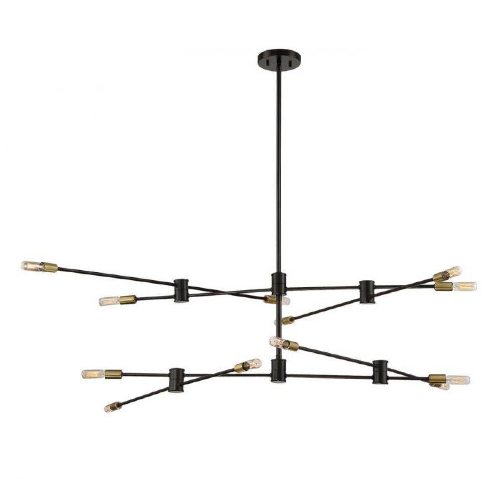 Lyrique 12-Light Chandelier in Bronze with Brass Accents