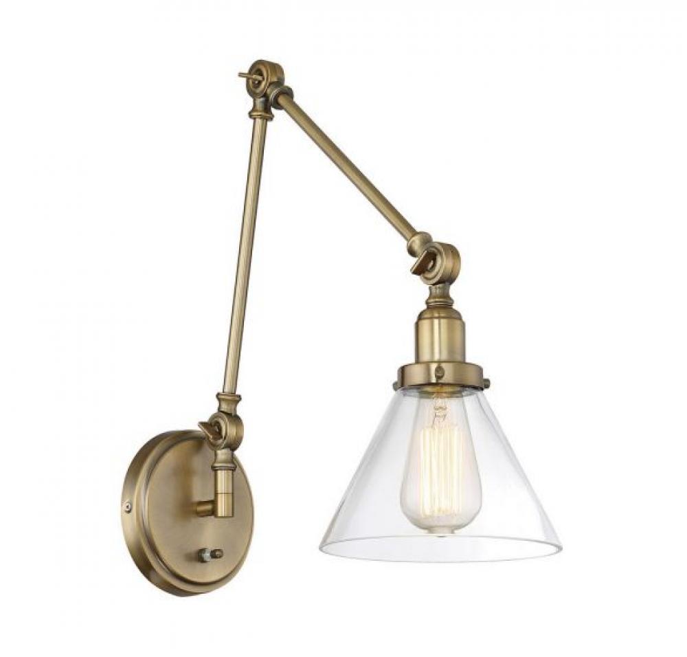 Drake 1-Light Adjustable Wall Sconce in Warm Brass