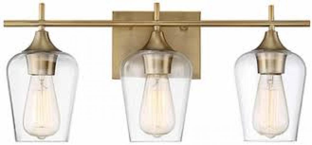 Octave 3-Light Bathroom Vanity Light in Warm Brass