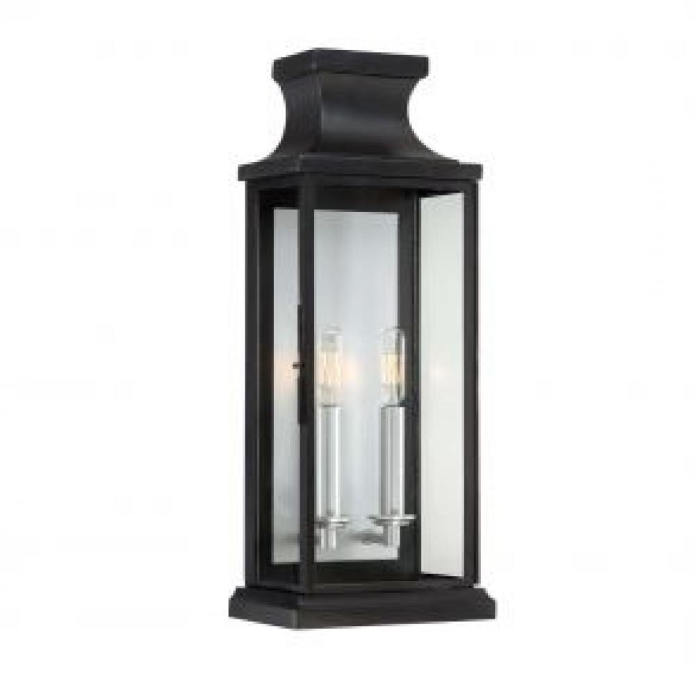 Brooke 2-Light Outdoor Wall Lantern in Matte Black