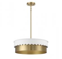 Savoy House M7030WHNB - 4-Light Pendant in White and Natural Brass