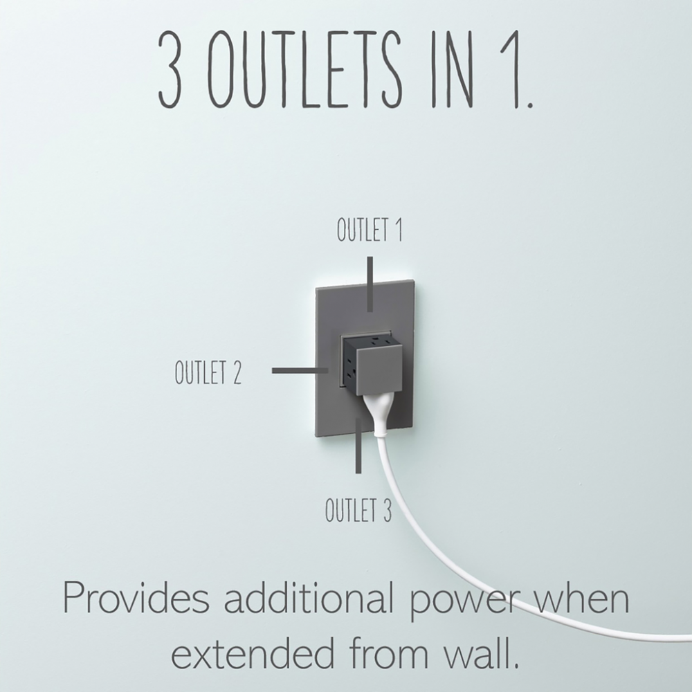 adorne? 1-Gang Pop-Out Triplex Outlet Kit, Magnesium