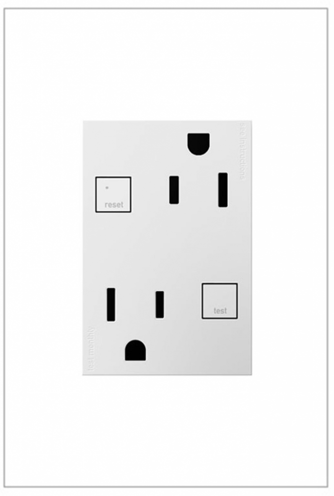 adorne® Plus Size Tamper-Resistant 15A Duplex Self-Test GFCI Receptacles, White