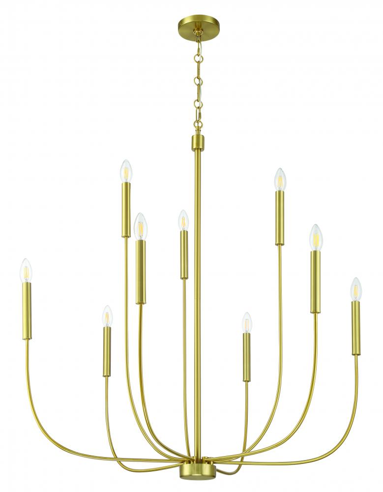 Traci 9 Light Chandelier in Satin Brass