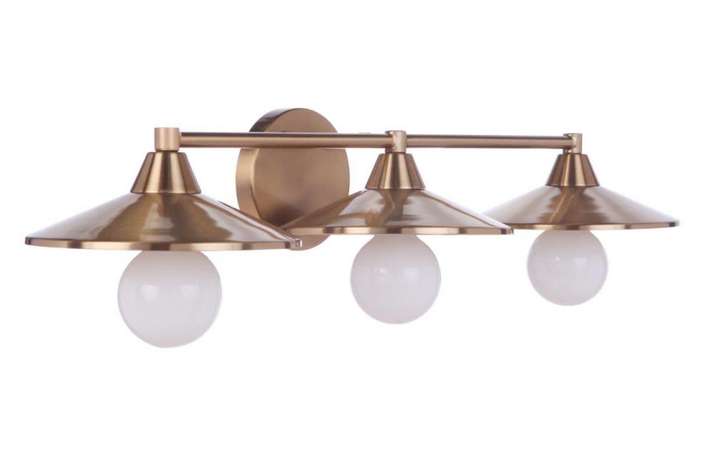 Isaac 3 Light Vanity in Satin Brass