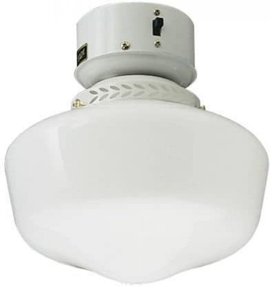 Schoolhouse White Glass w/1x9w LED