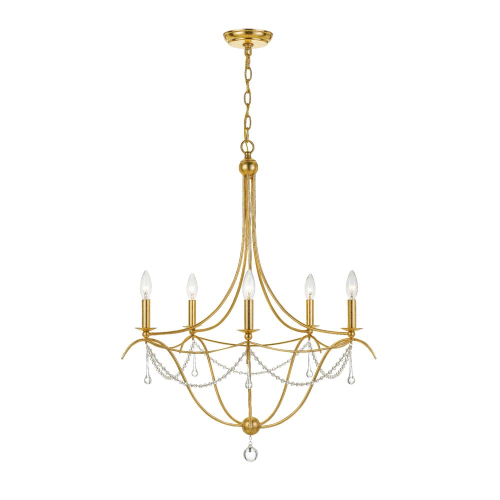 Metro 5 Light Antique Gold Chandelier