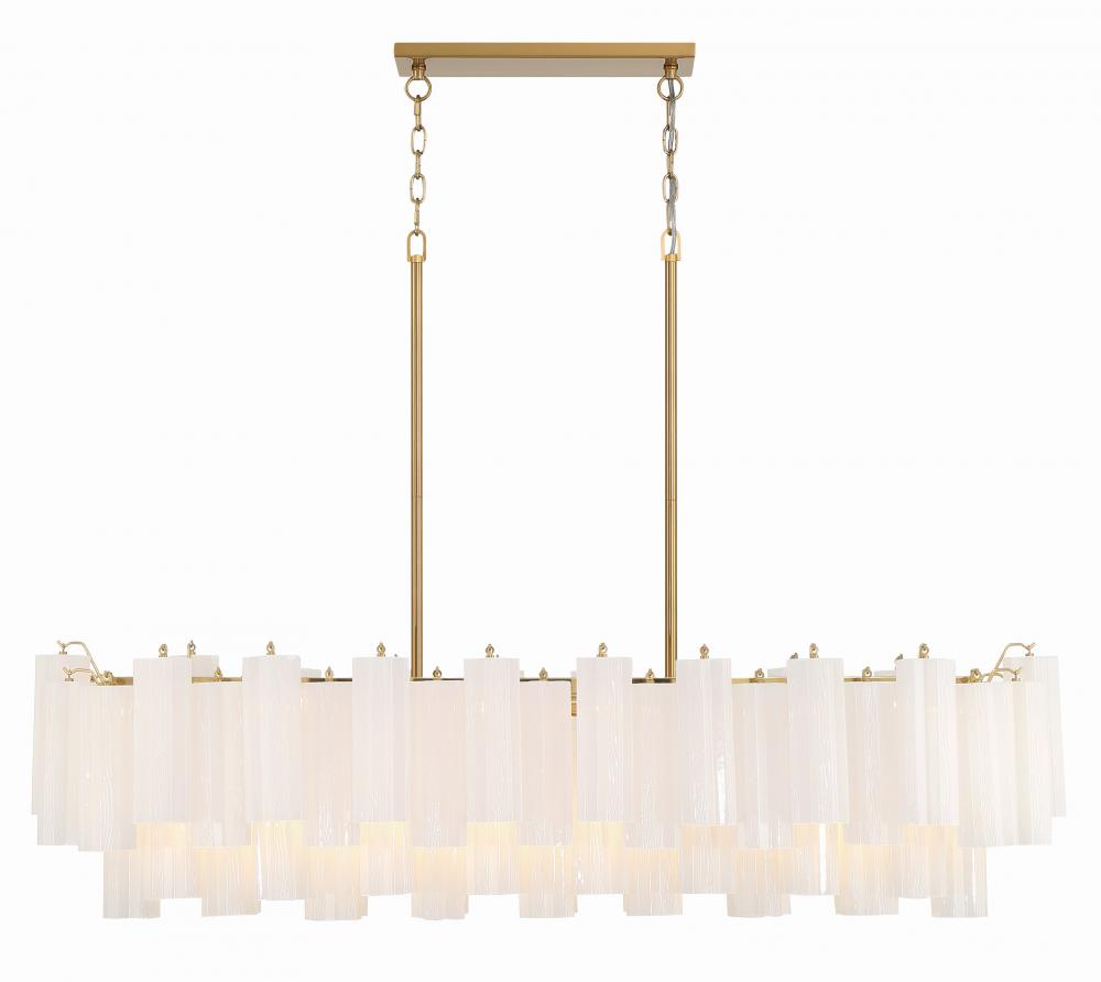 Addis 14 Light Aged Brass Linear Chandelier