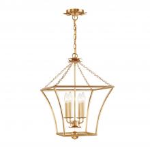 Crystorama 516-GA - Broche 4 Light Antique Gold Lantern Chandelier