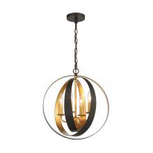 Crystorama 584-EB-GA - Luna 4 Light English Bronze + Antique Gold Sphere Chandelier