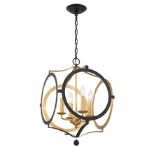 Crystorama ODE-704-BK-GA - Odelle 4 Light Black + Antique Gold Chandelier