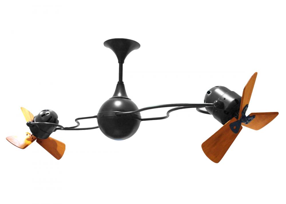 Italo Ventania 360° dual headed rotational ceiling fan in Matte Black finish with solid sustainab