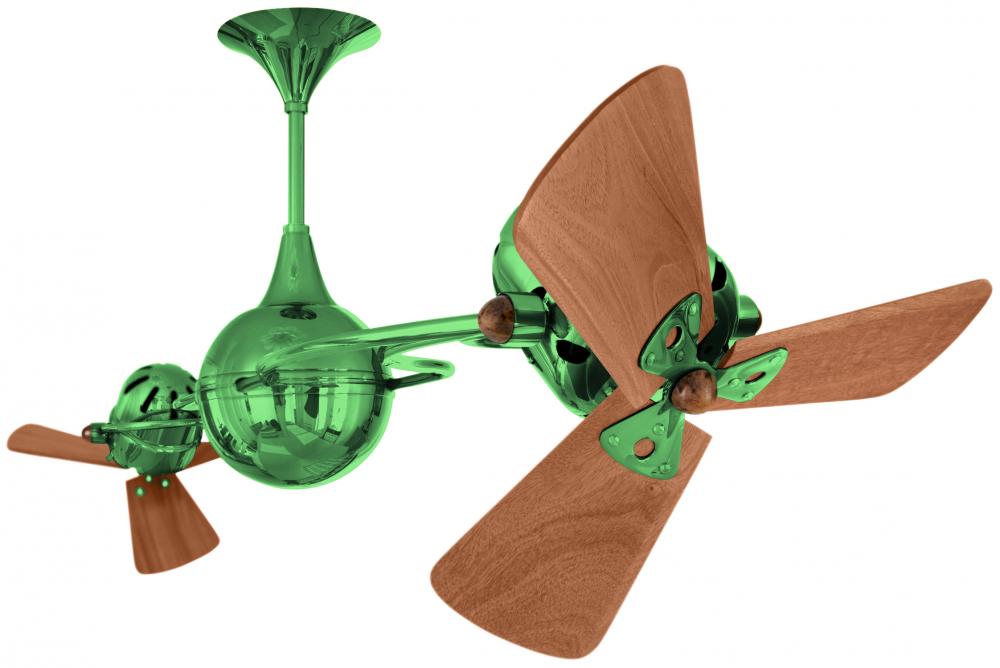 Italo Ventania 360° dual headed rotational ceiling fan in Esmeralda (Green) finish with solid sus