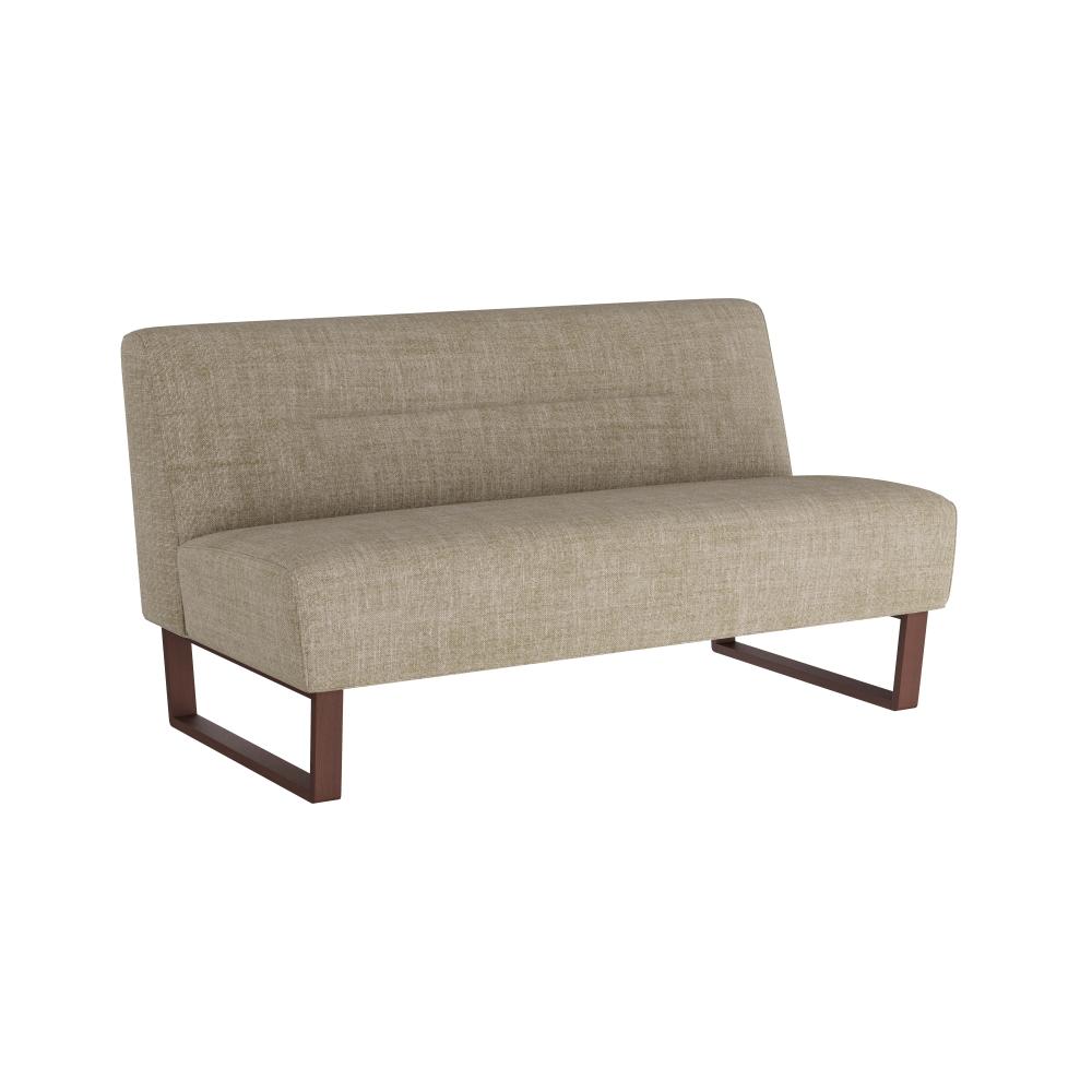 Valeswood Settee Pebble Linen Dark Walnut