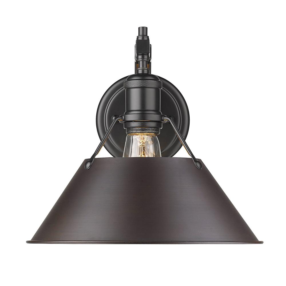 Orwell 1-Light Wall Sconce in Matte Black with Rubbed Bronze