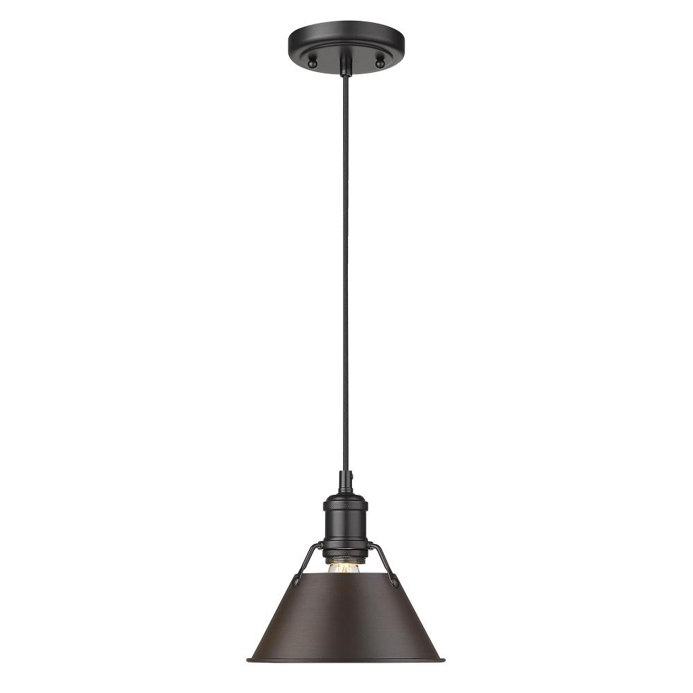 Orwell 7.5" Wide Small Pendant in Matte Black with Rubbed Bronze