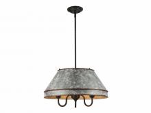 Golden 0877-3P ABI-GV - Jasper 3-Light Pendant in Antique Black Iron with Galvanized Steel