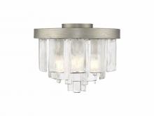 Golden 1768-FM PS-HWG - Ciara 3-Light Flush Mount in Peruvian Silver with Hammered Water Glass