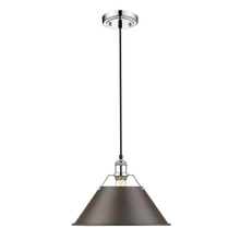 Golden 3306-L CH-RBZ - Orwell 14" Wide Large Pendant in Chrome with Rubbed Bronze