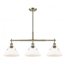 Golden 3306-LP AB-OP - Orwell AB 3 Light Linear Pendant in Aged Brass with Opal Glass