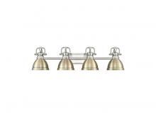 Golden 3602-BA4 PW-AB - Duncan 4-Light Bath Vanity in Pewter with Aged Brass