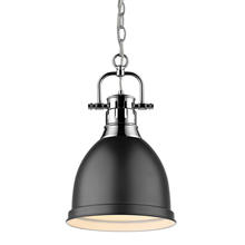 Golden 3602-S CH-BLK - Duncan Small Pendant with Chain in Chrome with Matte Black