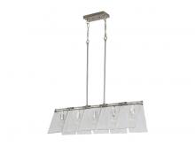 Golden 6072-LP PW-HWG - Serenity 5-Light Linear Pendant in Pewter with Hammered Water Glass