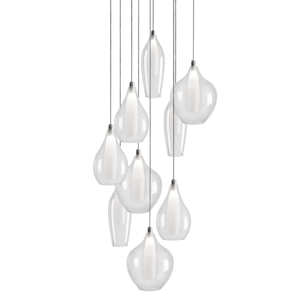 Victoria 9 Head Chrome LED Multi Pendant