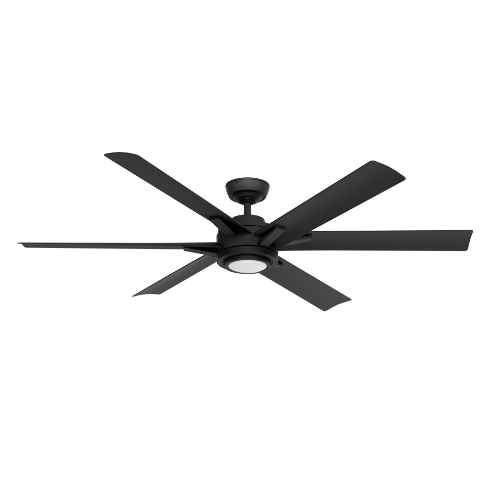 Casablanca 65 inch Melia ENERGY STAR® Matte Black Damp Rated Ceiling Fan with LED Light Kit