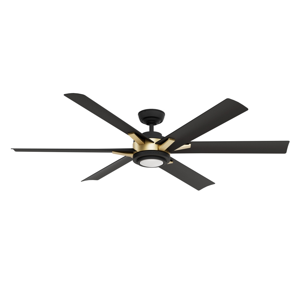 Casablanca 65 inch Melia ENERGY STAR® Matte Black Damp Rated Ceiling Fan with LED Light Kit
