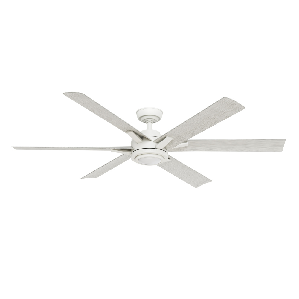 Casablanca 65 inch Melia ENERGY STAR® Fresh White Damp Rated Ceiling Fan with LED Light Kit