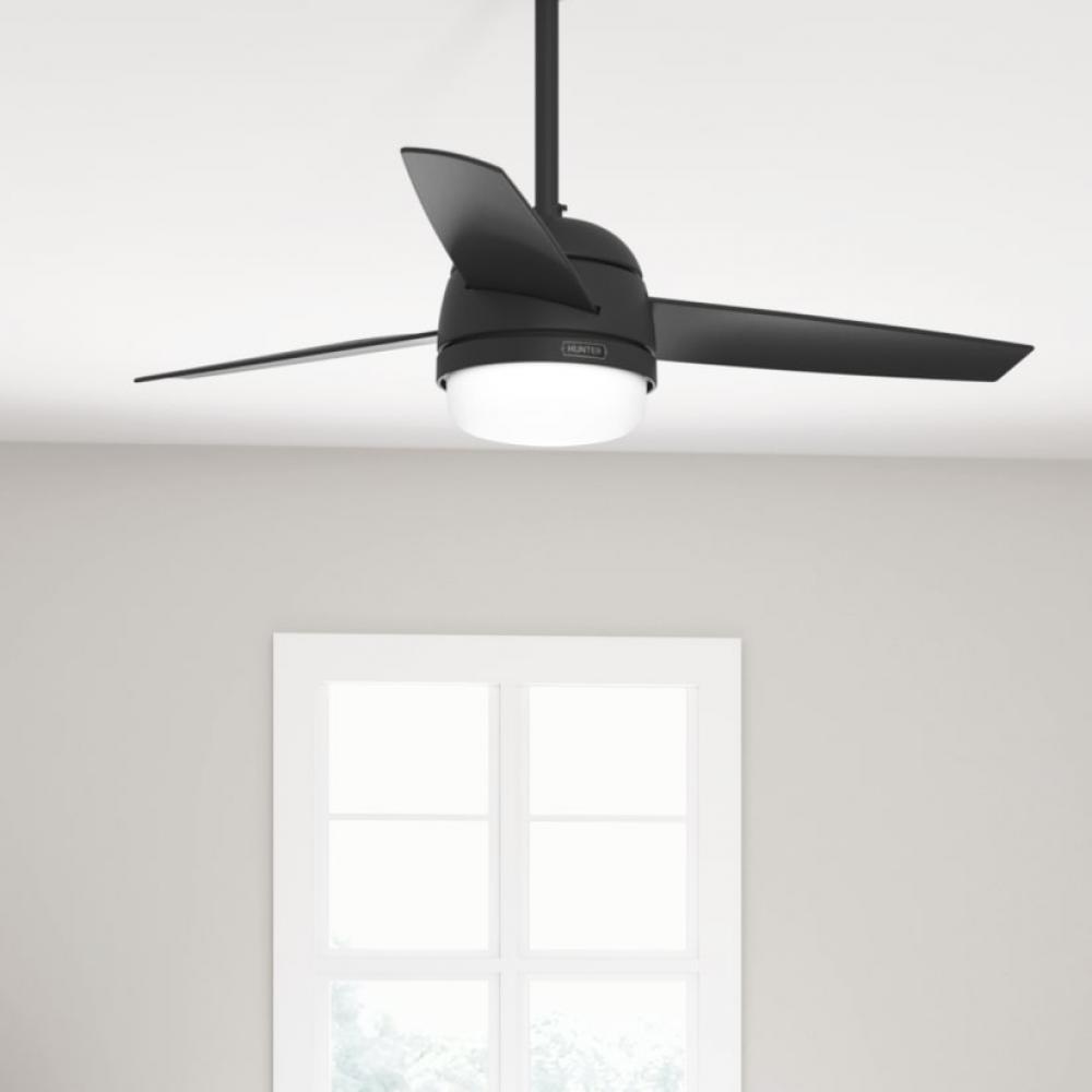 Hunter 48 inch Midtown Matte Black Ceiling Fan with LED Light Kit and Handheld Remote