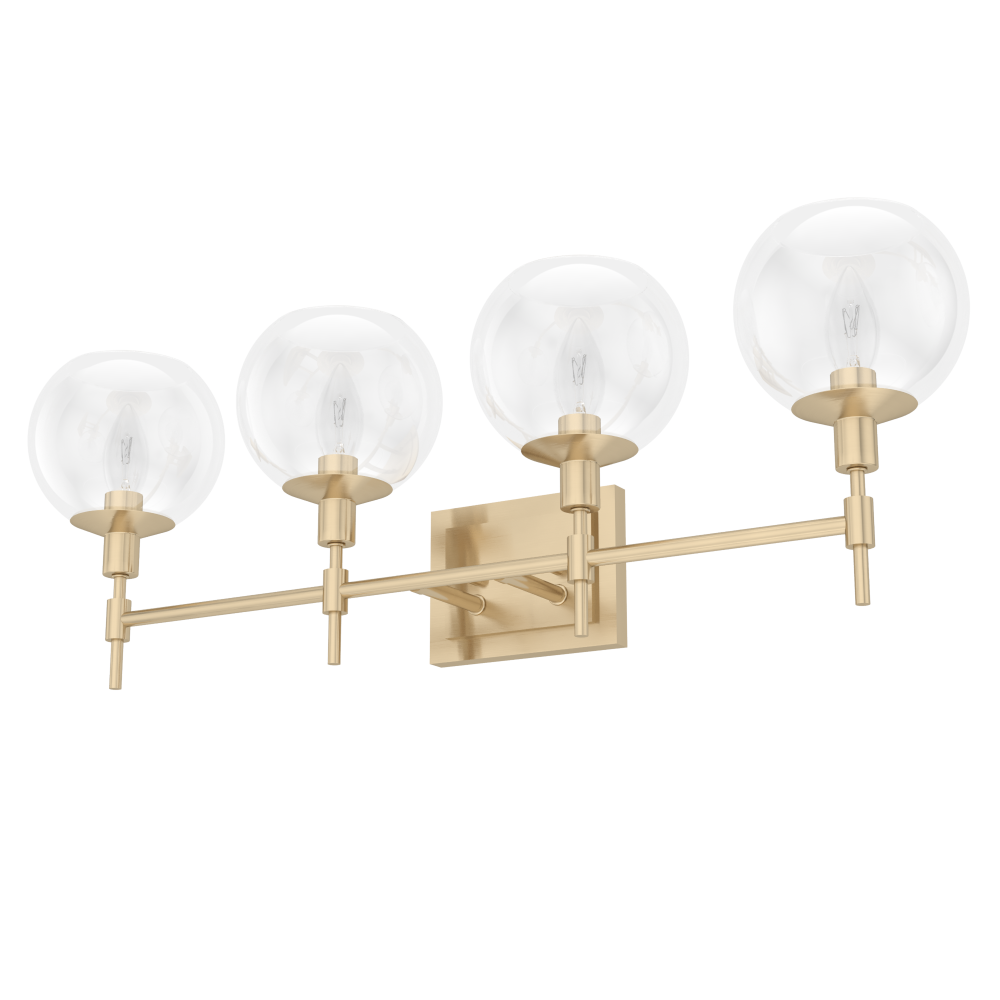 Hunter Xidane Alturas Gold with Clear Glass 4 Light Bathroom Vanity Wall Light Fixture