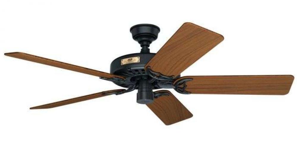 Hunter 52 inch Hunter Original Matte Black Damp Rated Ceiling Fan and Pull Chain