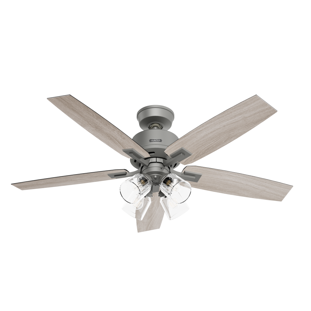 Hunter 52 inch Gatlinburg HunterExpress Matte Silver Ceiling Fan with LED LT Kit & Handheld Remote