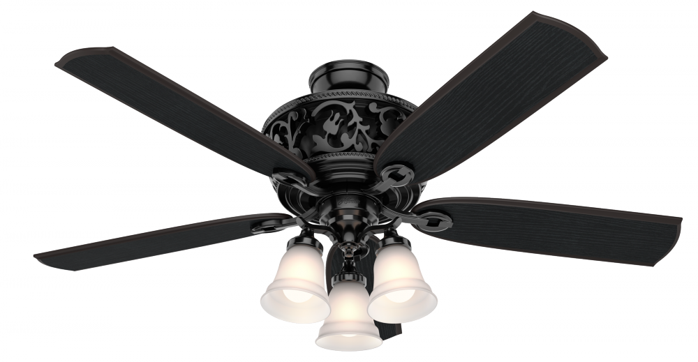 Hunter 54 inch Promenade ENERGY STAR® Gloss Black Ceiling Fan with LED LT Kit and Handheld Remote
