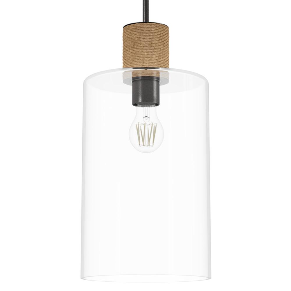 Hunter Vanning Noble Bronze and Natural Sisal Rope with Clear Glass 1 Light Pendant Ceiling Light