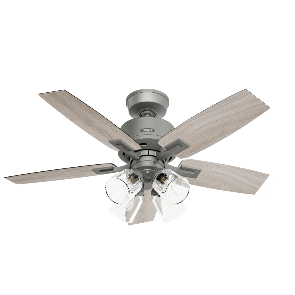 Hunter 44 inch Gatlinburg HunterExpress Matte Silver Ceiling Fan with LED LT Kit & Handheld Remote