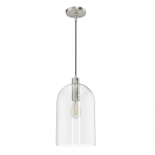 Hunter 19203 - Hunter Lochemeade Brushed Nickel with Seeded Glass 1 Light Pendant Ceiling Light Fixture