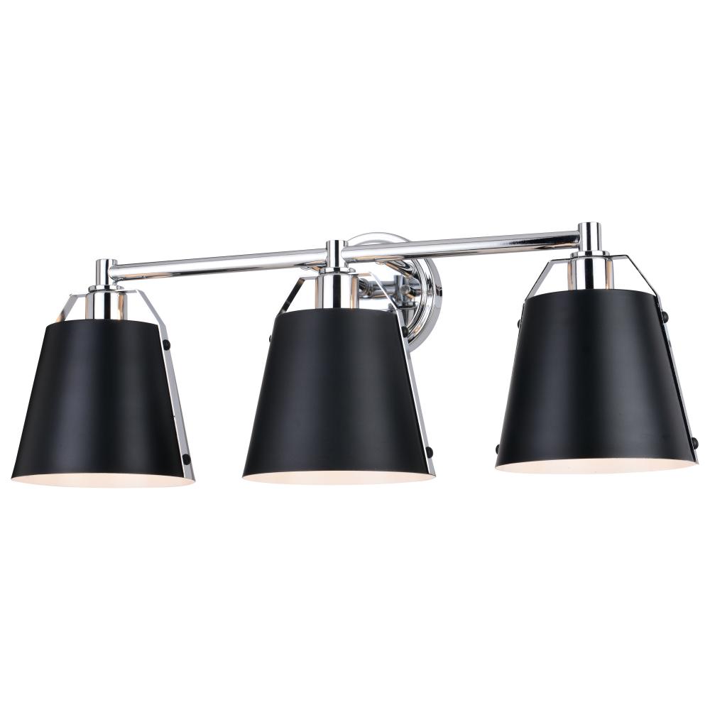 Barrington 24.25-in. 3 Light Vanity Matte Black and Chrome