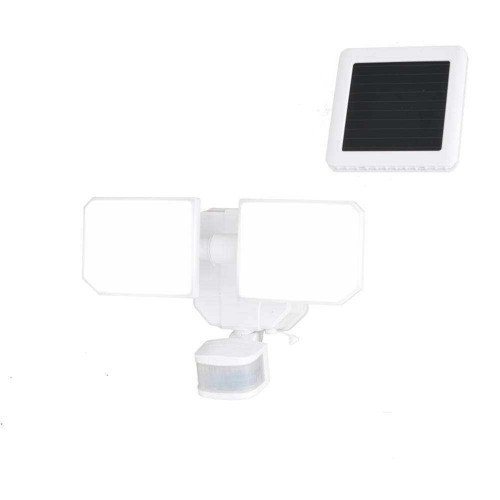 10.25-in. 2 Light Solar LED Outdoor Motion Sensor Security Flood Light White