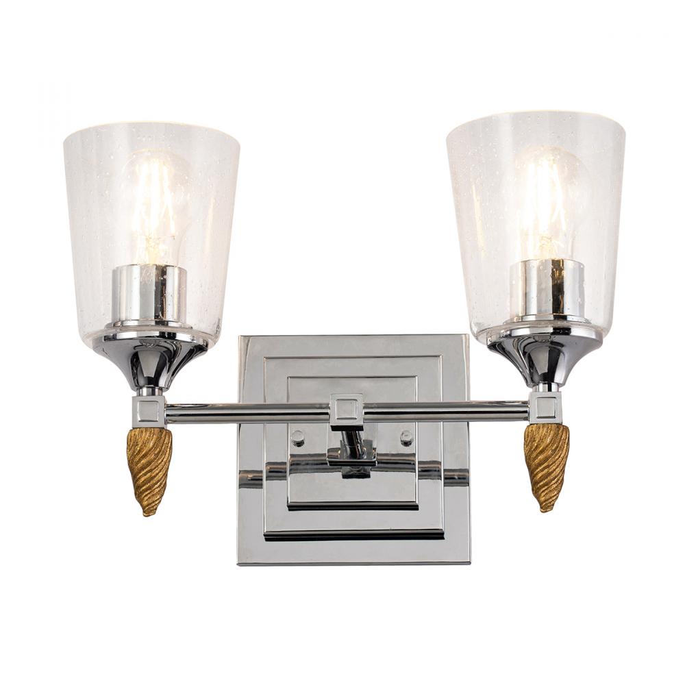 Vetiver 2 Light Vanity Light In Silver With Gold Accents