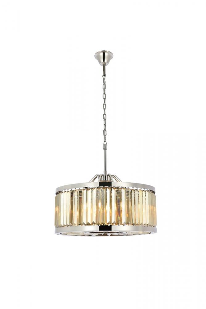 Chelsea 8 Light Polished Nickel Chandelier Golden Teak (Smoky) Royal Cut Crystal