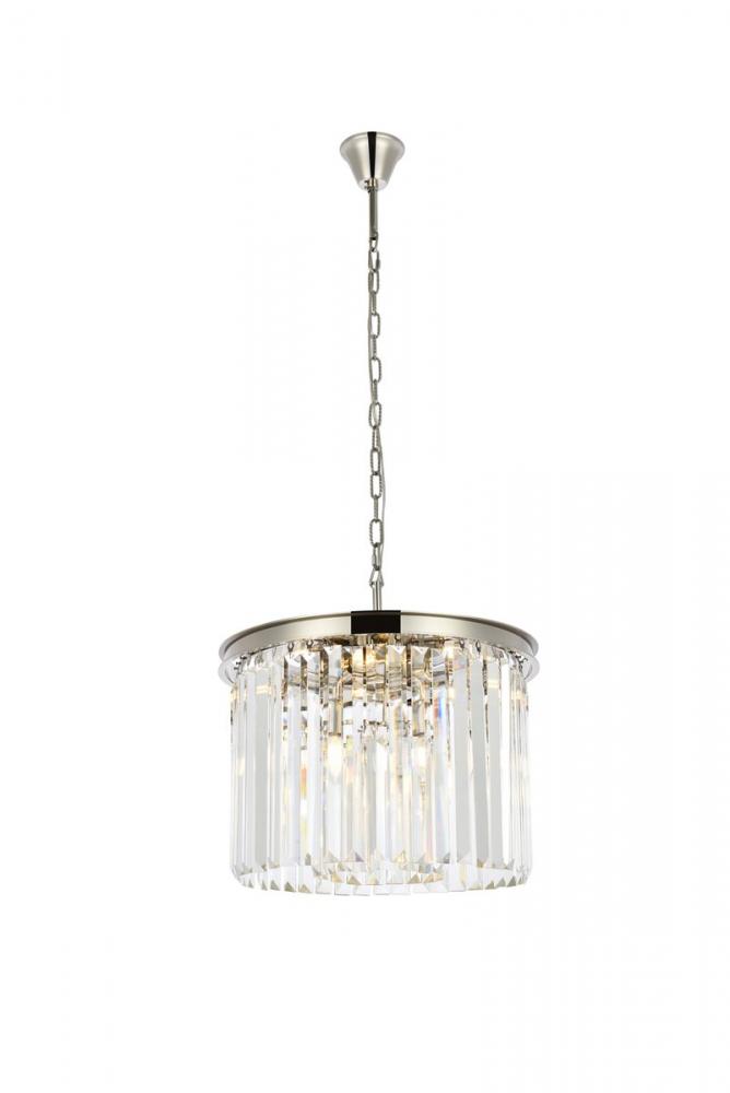 Sydney 6 light polished nickel Pendant Clear Royal Cut Crystal