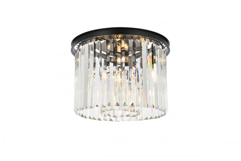 Sydney 6 light Matte Black Flush Mount Clear Royal Cut Crystal