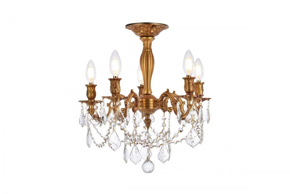 Rosalia 5 Light French Gold Flush Mount Clear Royal Cut Crystal