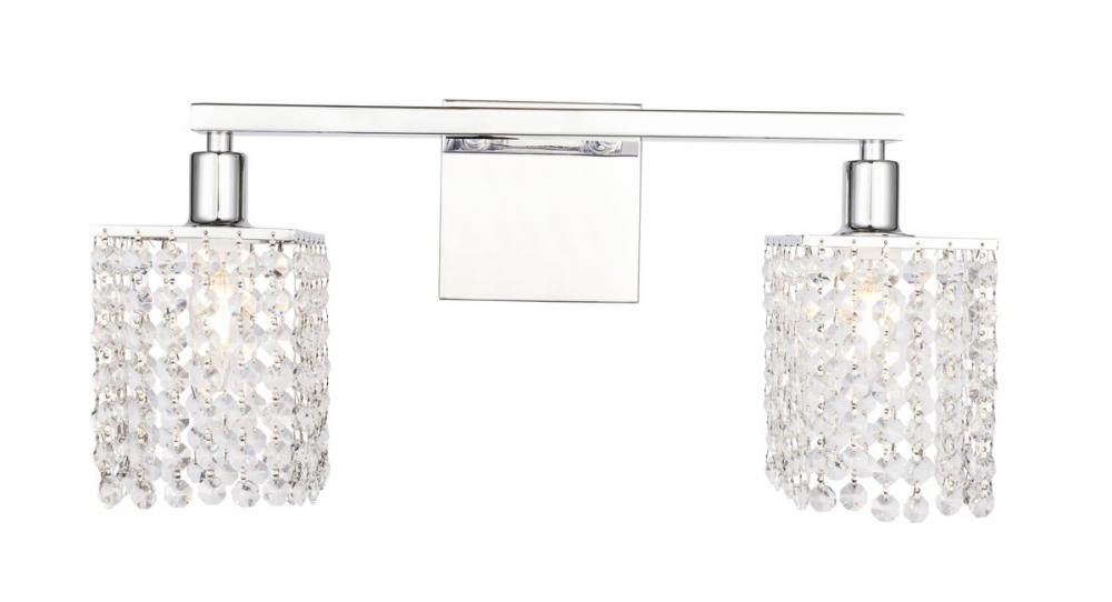 Phineas 2 light Chrome and Clear Crystals wall sconce